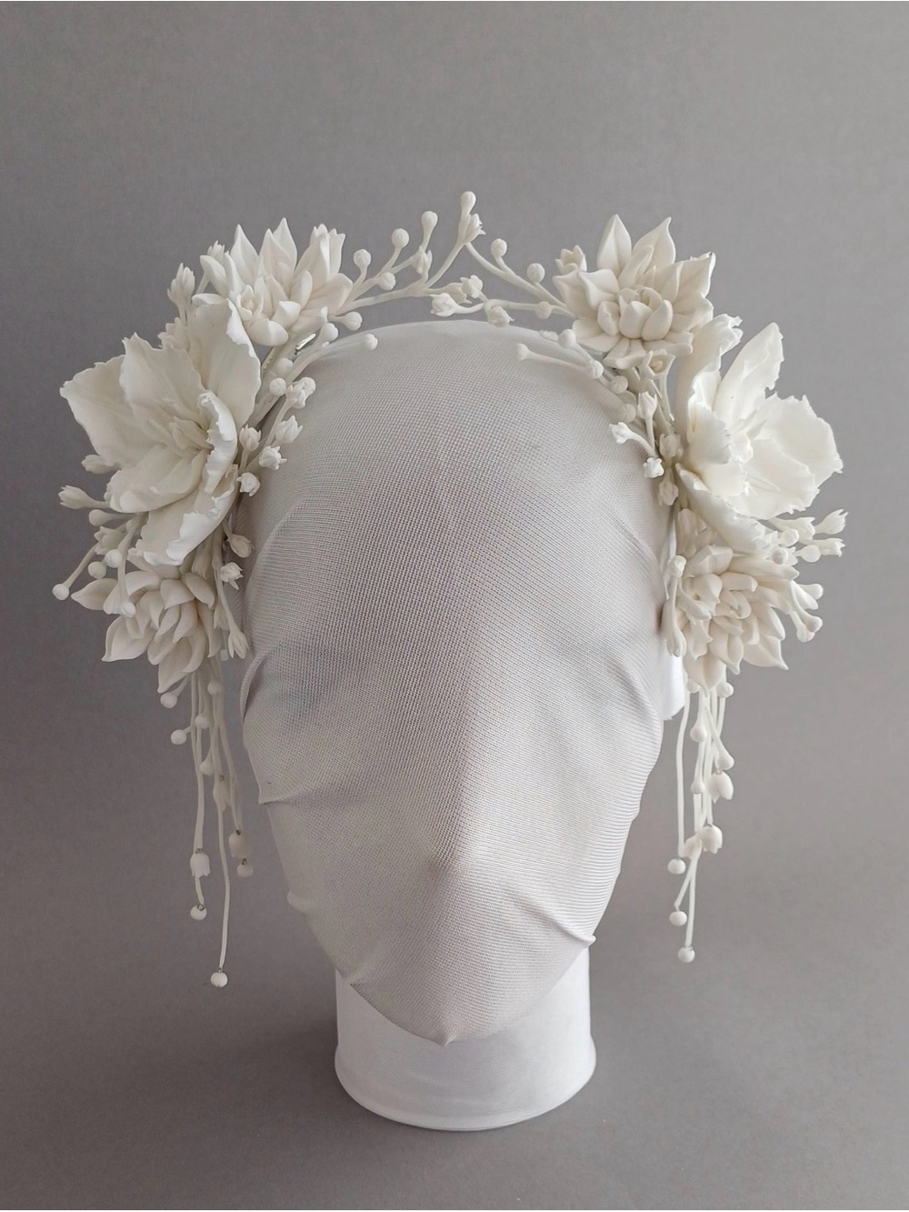 White Bridal Flower tiara, Side Flower Hair Comb, Lily of the valley